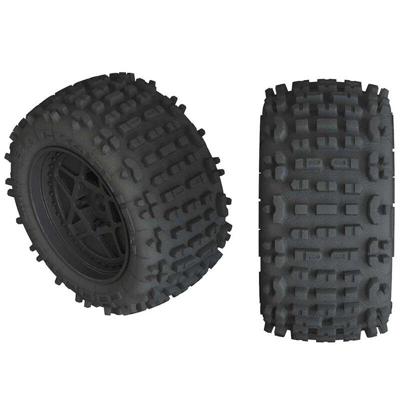 Arrma - 1/10 dBoots Backflip LP Front/Rear 3.8 Pre-Mounted Tires, 17mm Hex, Black (2): 4S (AR550050)