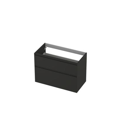 INK - Onderkast 2 Laden Greeploos Gelakt 45gr A-symmetrisch - 900x450x650 Mm - Mat Antraciet