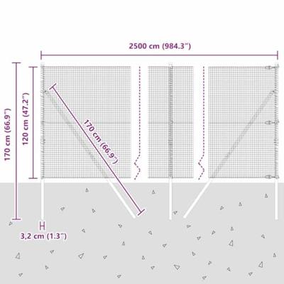 VidaXL Afrasteringspaal zilver 25 x 1,2 m (19 x 19 mm gaas) staal
