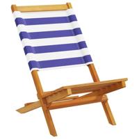 Tuinstoelen 2 st massief acaciahout en stof blauw en wit - thumbnail