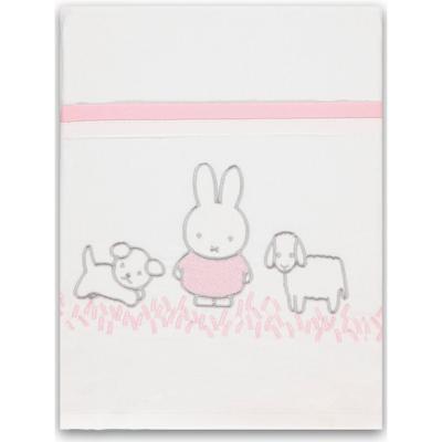 Nijntje laken Grass junior 100 x 150 cm katoen wit/roze