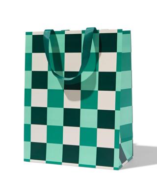 HEMA Cadeautas groen geblokt (goud)