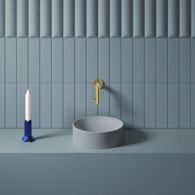 Clou Vale Rond Fontein Zonder Kranenbank Met Geïntegreerde Afvoer Mat Blauw Keramiek 22 cm Clou