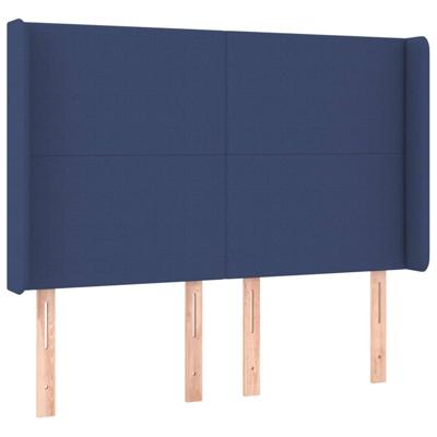 Hoofdbord met randen 147x16x118/128 cm stof blauw