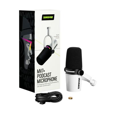 Shure MV7+-W - lessenaar/zangmicrofoon met XLR/USB-C connector, wit