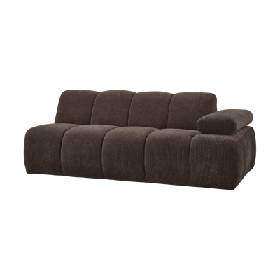 Woood Mojo 2-zits bank arm rechts ribstof Bruin