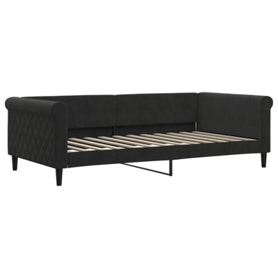 Slaapbank met onderschuifbed 100x200 cm fluweel zwart