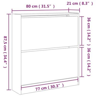 Schoenenkast 80x21x87,5 cm bewerkt hout grijs sonoma eikenkleur Schoenenkast 80x21x87,5 cm bewerkt hout grijs sonoma eikenkleur