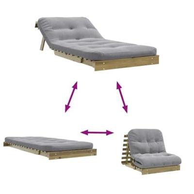 Futon slaapbank met matras 90x206x11 cm gempregneerd hout