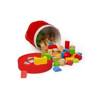 Bigjigs houten gekleurde bouwstenen, 80dlg. - thumbnail