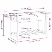 Tuin Bloempot Beige 155 x 59 x 76,5 cm Massief Vurenhout - thumbnail