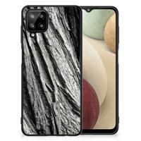 Houten Print Telefoonhoesje Samsung Galaxy A12 Boomschors Grijs - thumbnail