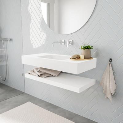 Zaro ALAN vrijhangende wastafel 100cm met wasbak Enkel midden en solid suface planchet in kleur Wit mat 0 lade(s) Zaro ALAN vrijhangende wastafel 100cm met wasbak Enkel midden en solid suface planchet in kleur Wit mat 0 lade(s)