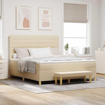 Boxspring bed met matras met hoofdeinde Crème 180 x 200 cm Stof