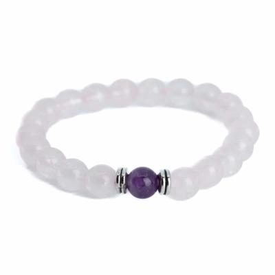 Edelsteen Armband Rozenkwarts met Amethist - 8 mm Edelsteen Armband Rozenkwarts met Amethist - 8 mm