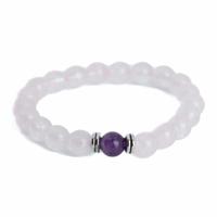 Edelsteen Armband Rozenkwarts met Amethist - 8 mm - thumbnail