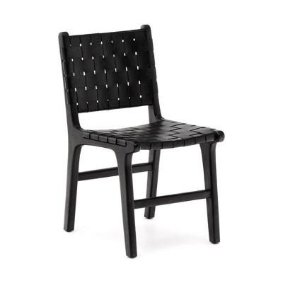 Kave Home Eetkamerstoel 'Calixta' Mahoniehout en leer, kleur Zwart Kave Home Eetkamerstoel 'Calixta' Mahoniehout en leer, kleur Zwart