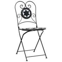 Bistrostoelen 2 st inklapbaar keramiek zwart en wit - thumbnail