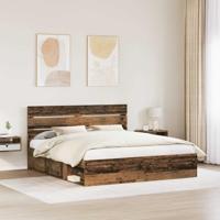 Bedframe met hoofdeinde Oudhout 200 x 200 cm Massief grenenhout - thumbnail