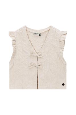 Like Flo winter gilet meisjes - beige - Dia - nep strik sluiting