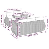 6-delige Loungeset met kussens poly rattan grijs - thumbnail