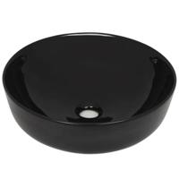 VidaXL Wastafel rond 41,5x13,5 cm keramiek zwart - thumbnail