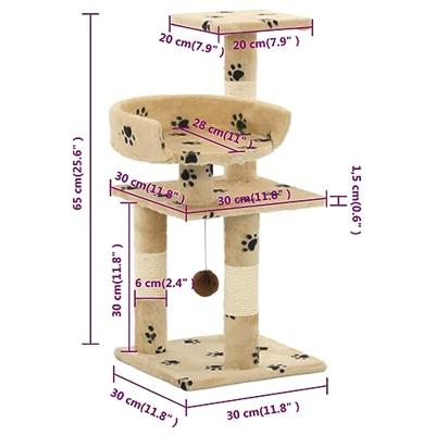 VidaXL Kattenkrabpaal met sisal krabpalen 65 cm pootafdrukken beige