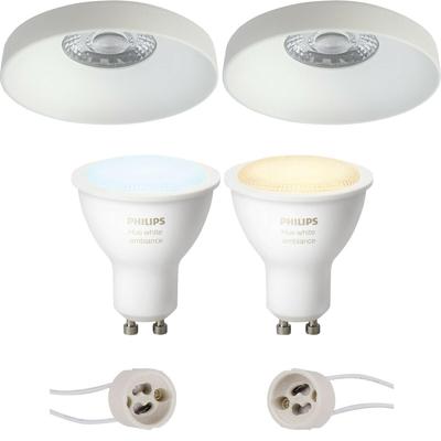 Philips Hue Inbouw LED Spot Set GU10 - Mat Wit Ø82mm - White Ambiance Bluetooth