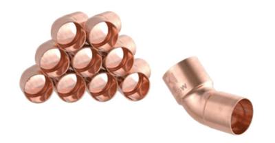 Kirchhoff Koperbocht 45°, blank, 18 mm, 1 socket (5040) (10x) - 98914860