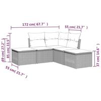 5-delige Loungeset met kussens poly rattan zwart - thumbnail