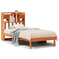 Bed met boekenkast zonder matras grenenhout wasbruin 75x190 cm - thumbnail