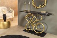 Extravagante consoletafel WILDLIFE SNAKE 115 cm zwart goud marmeren slangensculptuur - 45030 - thumbnail