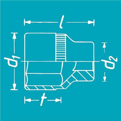 HAZET dopsleutel plug-in sockets 1/2" 34mm hexagon l1= 52.0mm