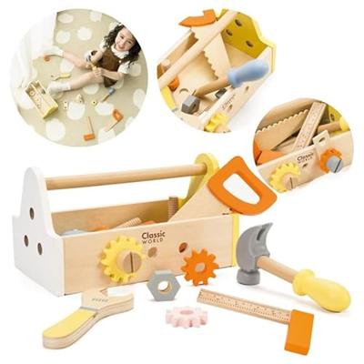 Classic World houten timmermanset met gereedschapskist, 18dlg.