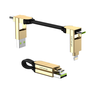 Rolling Square inCharge X | Alles in één kabel voor o.a. iPhone, Android, USB C en meer - Goud