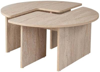 Salontafel - MOIRA - Rond - Travertin marmer effect - 90 x 90 x 41 cm