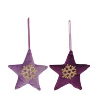 Ster polyester met hanger 14x13cm paars - thumbnail