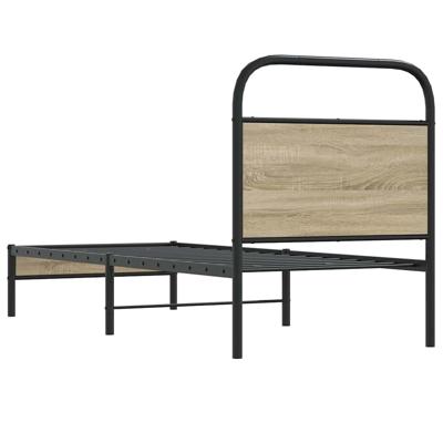 Bedframe zonder matras metaal gerookt eikenkleurig 183x213 cm