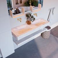 MONDIAZ ALAN-DLUX 130cm planchet Ostra. Vrijhangende wastafel CLOUD dubbel zonder kraangat, kleur Ostra. - thumbnail