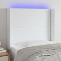 Hoofdbord LED 183x16x118/128 cm kunstleer wit - thumbnail