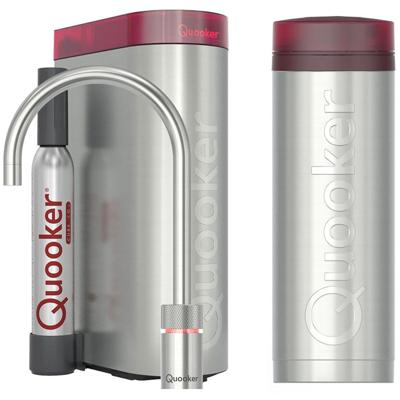 Quooker Nordic Round Kokendwaterkraan Single Tap Set - Kokend Water - Chroom - Inclusief PRO3 Reservoir & CUBE - Direct Gekoeld Bruisend Water