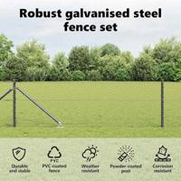 VidaXL Afrasteringspaal grijs 25 x 0,6 m (36 mm gaas) staal en pvc - thumbnail