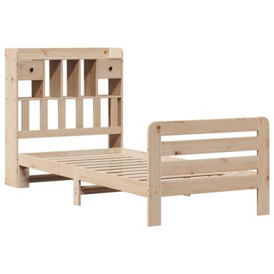 Bed met boekenkast zonder matras massief grenenhout 135x190 cm - thumbnail