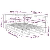 Bed met boekenkast zonder matras grenenhout wasbruin 120x200 cm - thumbnail