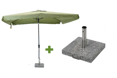 Delos 200x300cm sage groen met 35kg voet