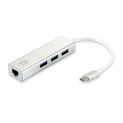 USB-HUB Level One USB-0504 Zwart Zilverkleurig