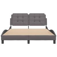 Bedframe met LED zonder matras "Zadar" kunstleer grijs 140x190 cm - thumbnail