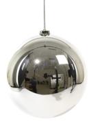 Decoris grote kerstbal glans zilver 20cm - thumbnail