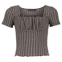 Frankie & Liberty Meisjes top - Macy - Fresh abrikoos / Zwart geruit - thumbnail