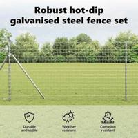 VidaXL Hek met paal zilver 1 x 10 m staal en pvc - thumbnail